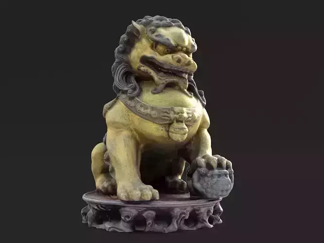 Chinese style bronze lion statue 3D print model