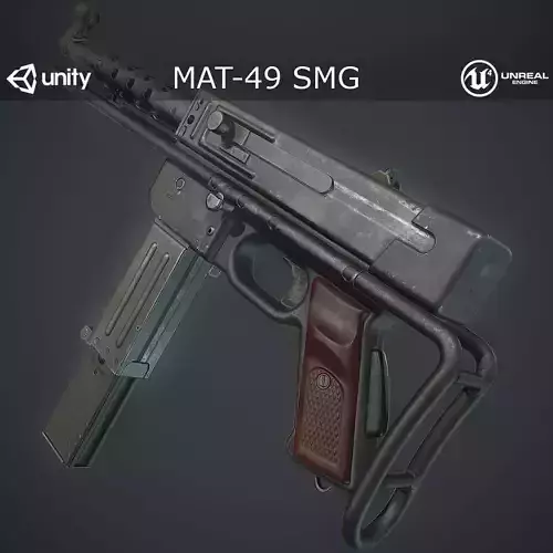 MAT-49 Submachine Gun Low-poly 3D model