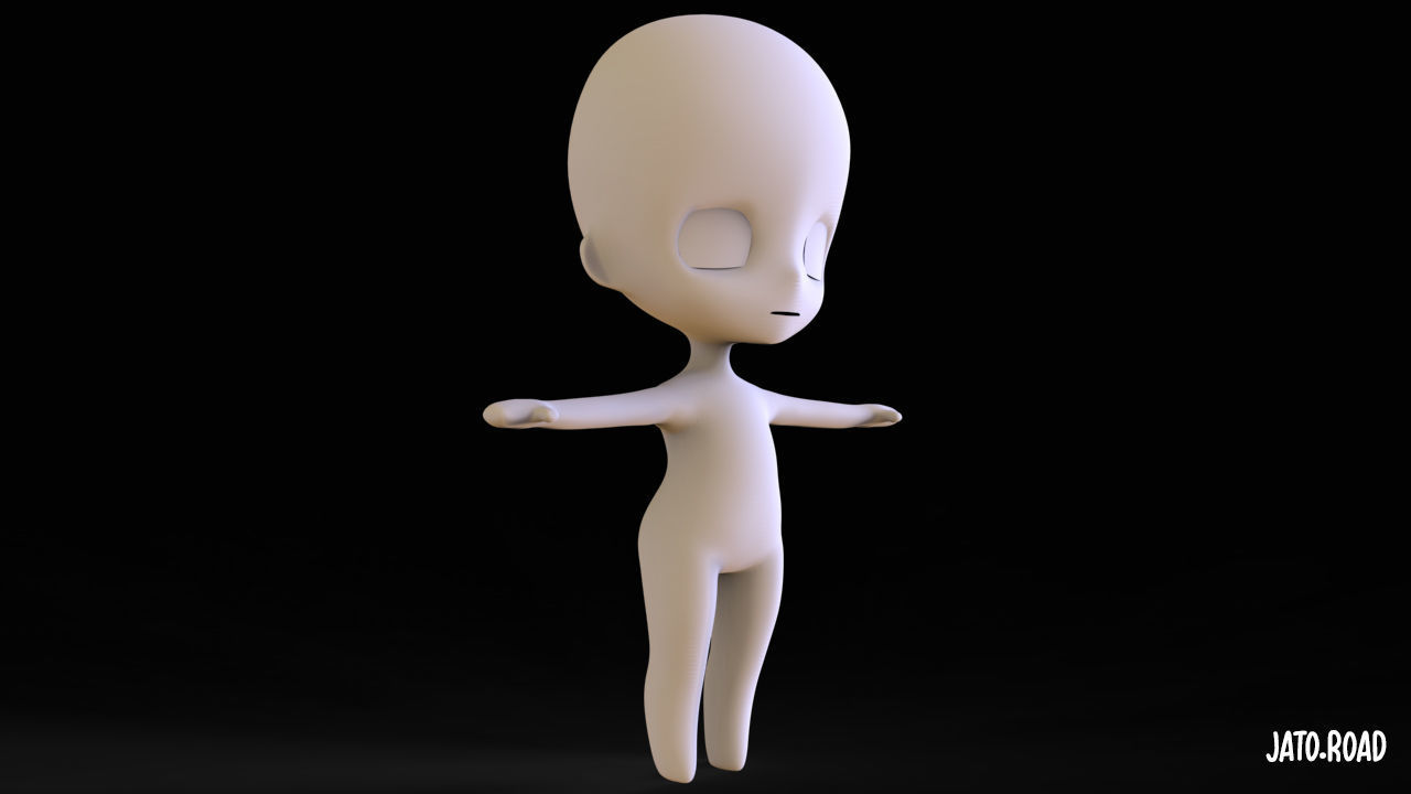 Chibi Base Mesh 3D model_7