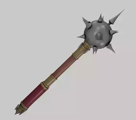 Medieval Mace Low Poly Game Ready Texture and UV  Low-poly 3D model