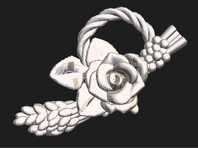Shimeima flower on handle of gun 3D print model