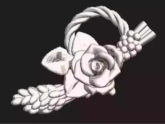 Shimeima flower on handle of gun 3D print model