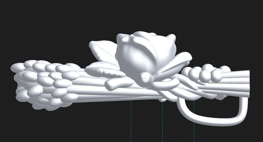 Shimeima flower on handle of gun 3D print model_3