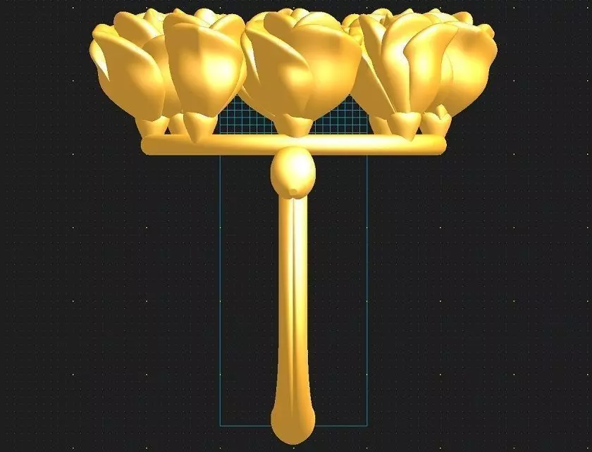 8rosesRing golden roses 3D print model_0