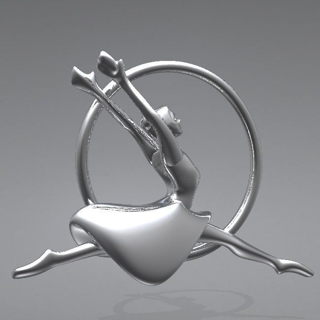 ballerina in silver ring 3D print model_3