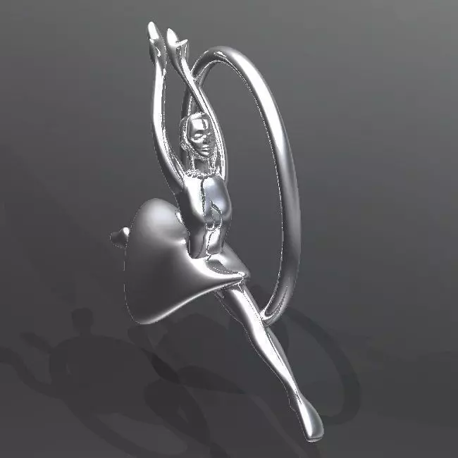 ballerina in silver ring 3D print model_0