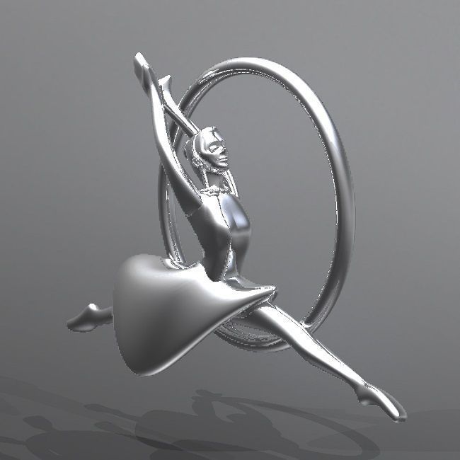 ballerina in silver ring 3D print model_1