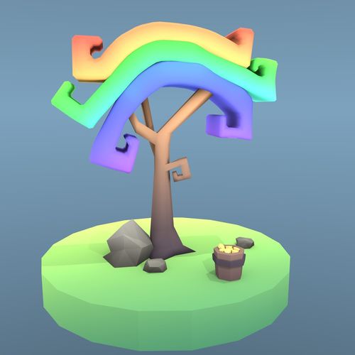 Low Poly Tree - The Colorful Rainbow Tree Low-poly 3D model