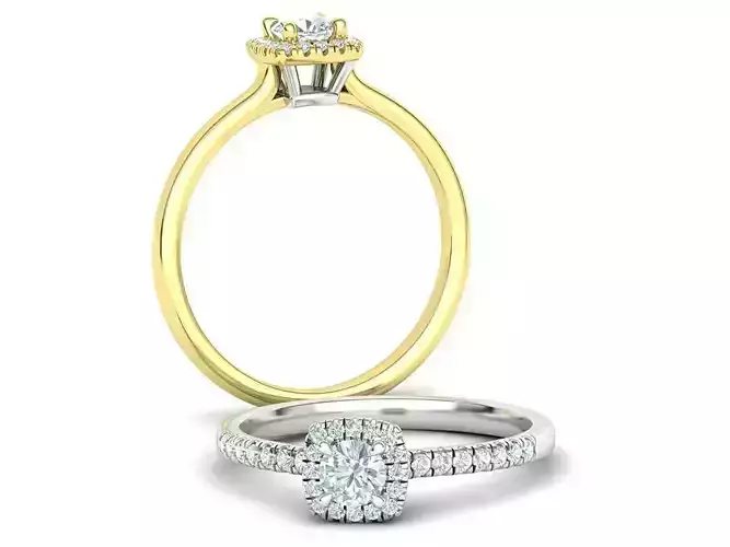 Engagement Cushion Halo ring 3D print model 0180