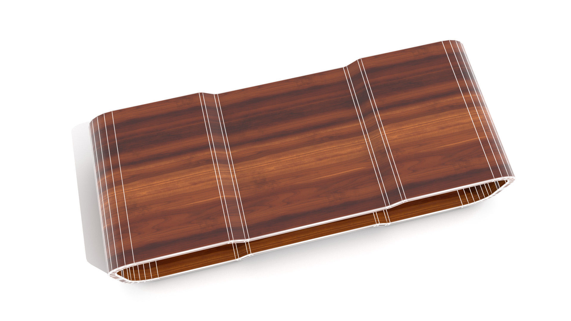 Ridged Rectangular Coffee Table  3D model_7