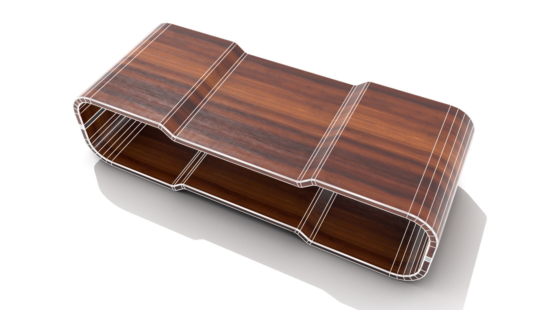 Ridged Rectangular Coffee Table  3D model_3