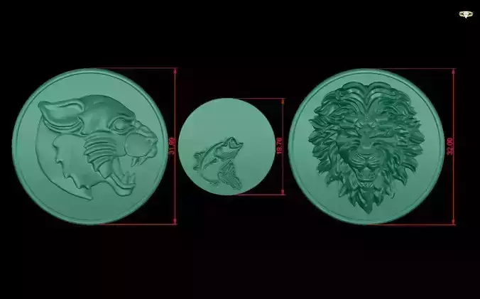 NN023 three lions on circular plate