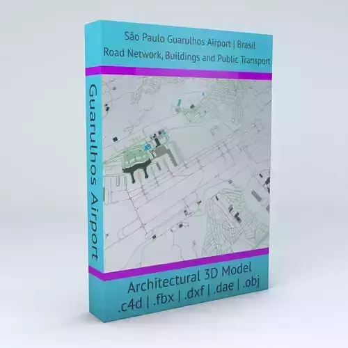 Sao Paulo Guarulhos GRU Airport Roads Buildings and Public Trans 3D model