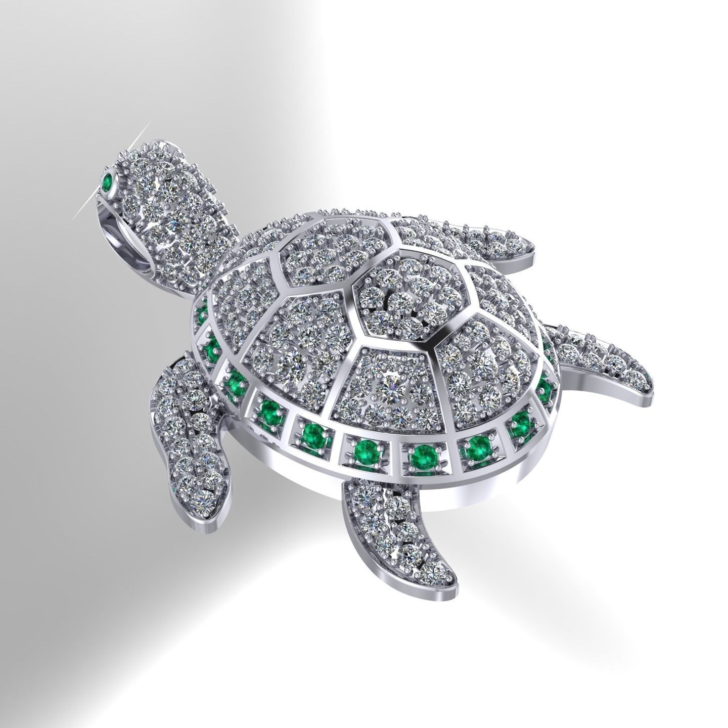 NN026 turtle with emeralds and diamonds 3D print model_1