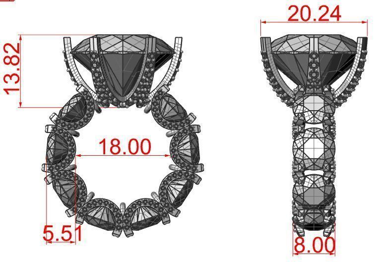 Fashion ring with blue topaz 3D print model_10