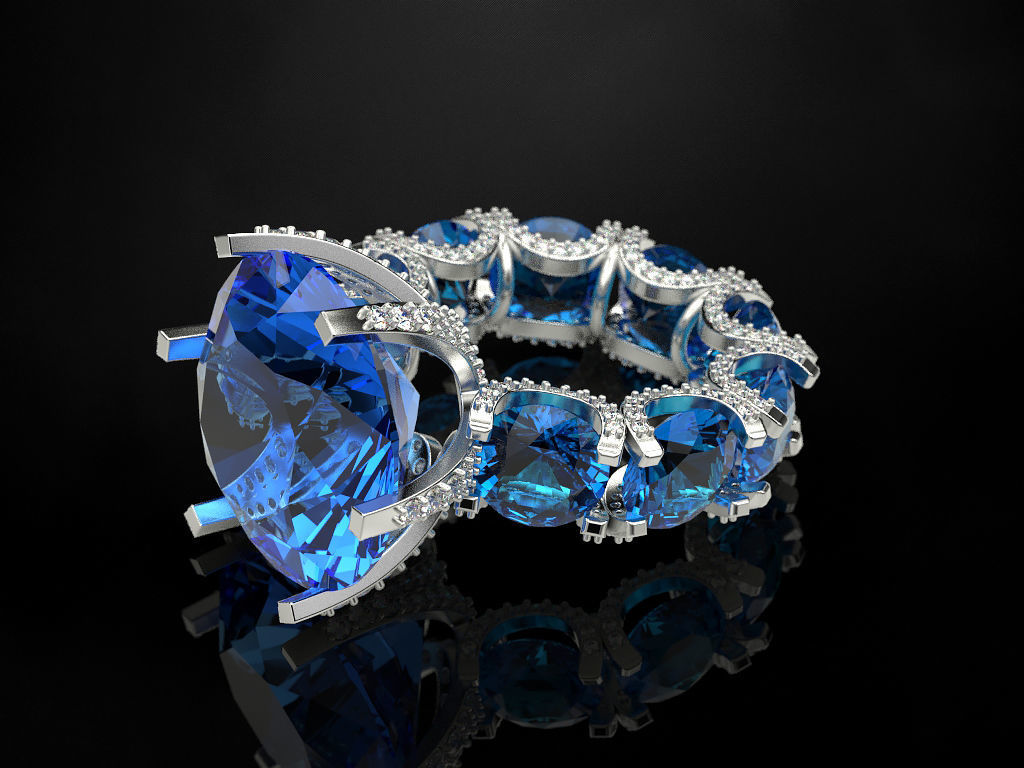 Fashion ring with blue topaz 3D print model_5