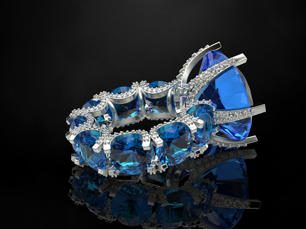 Fashion ring with blue topaz 3D print model_6