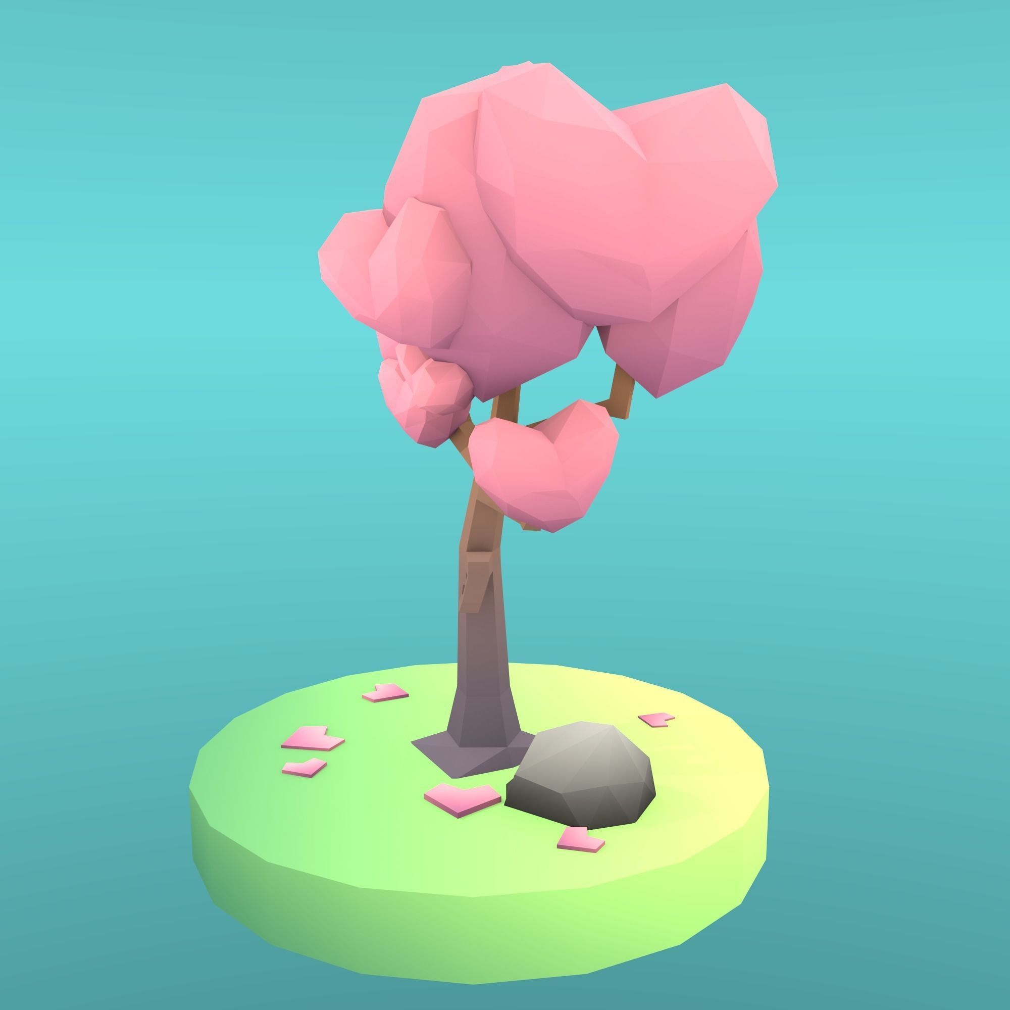Low Poly Tree - The Tree Of Hearts Low-poly 3D model_3