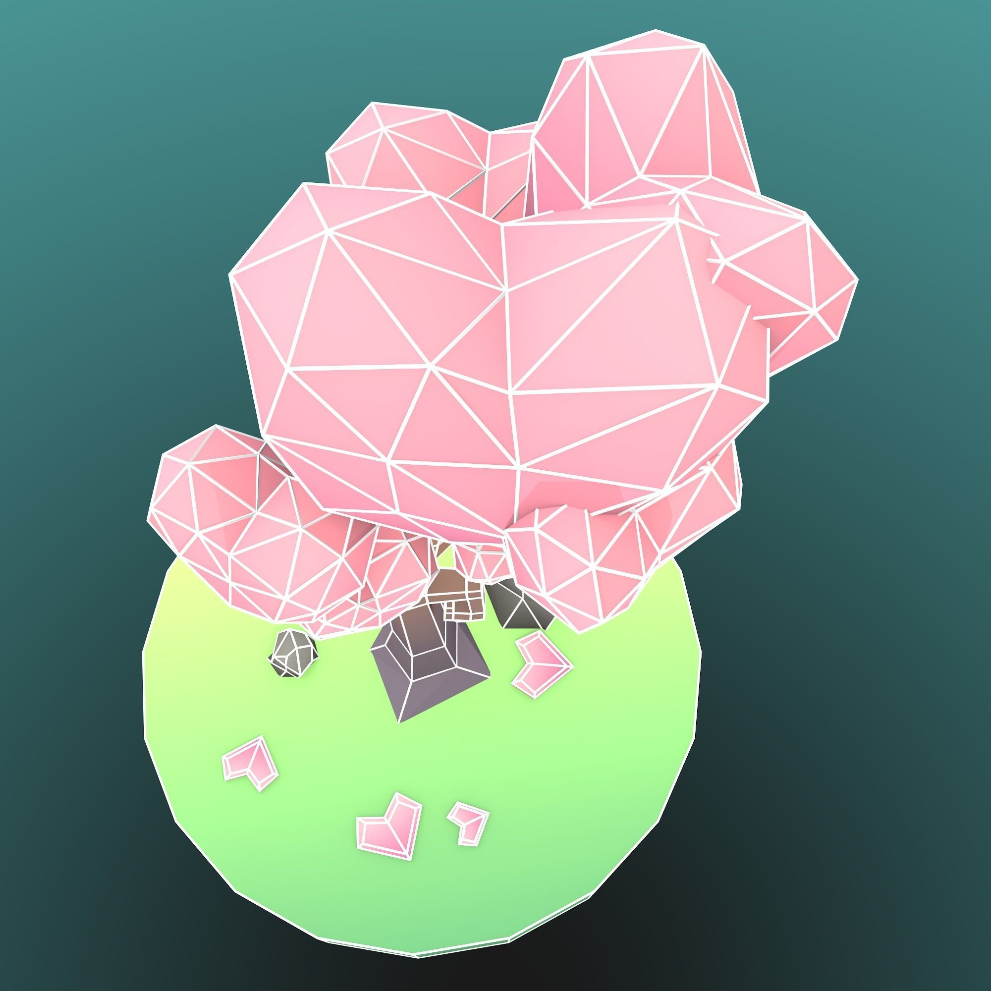 Low Poly Tree - The Tree Of Hearts Low-poly 3D model_9