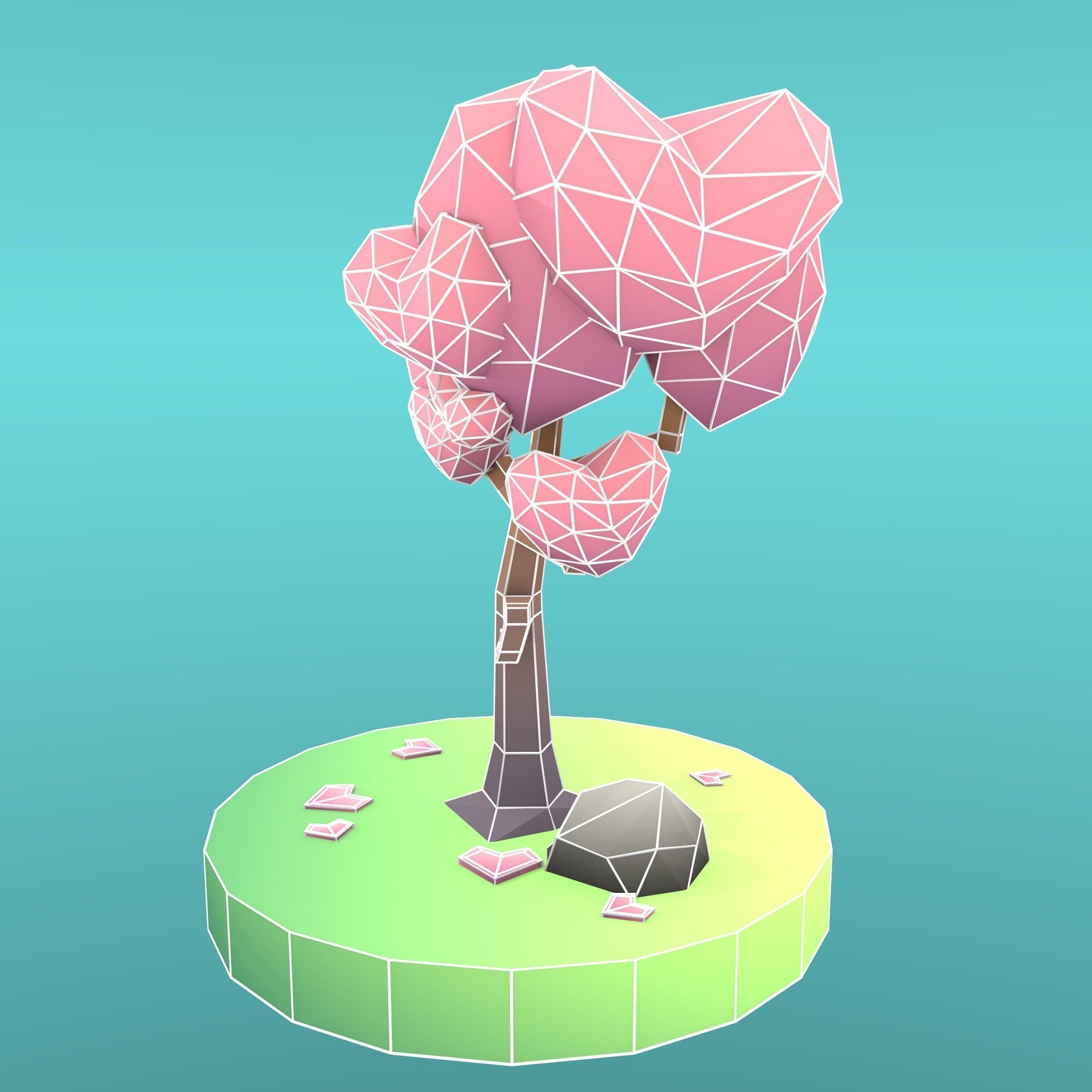 Low Poly Tree - The Tree Of Hearts Low-poly 3D model_8