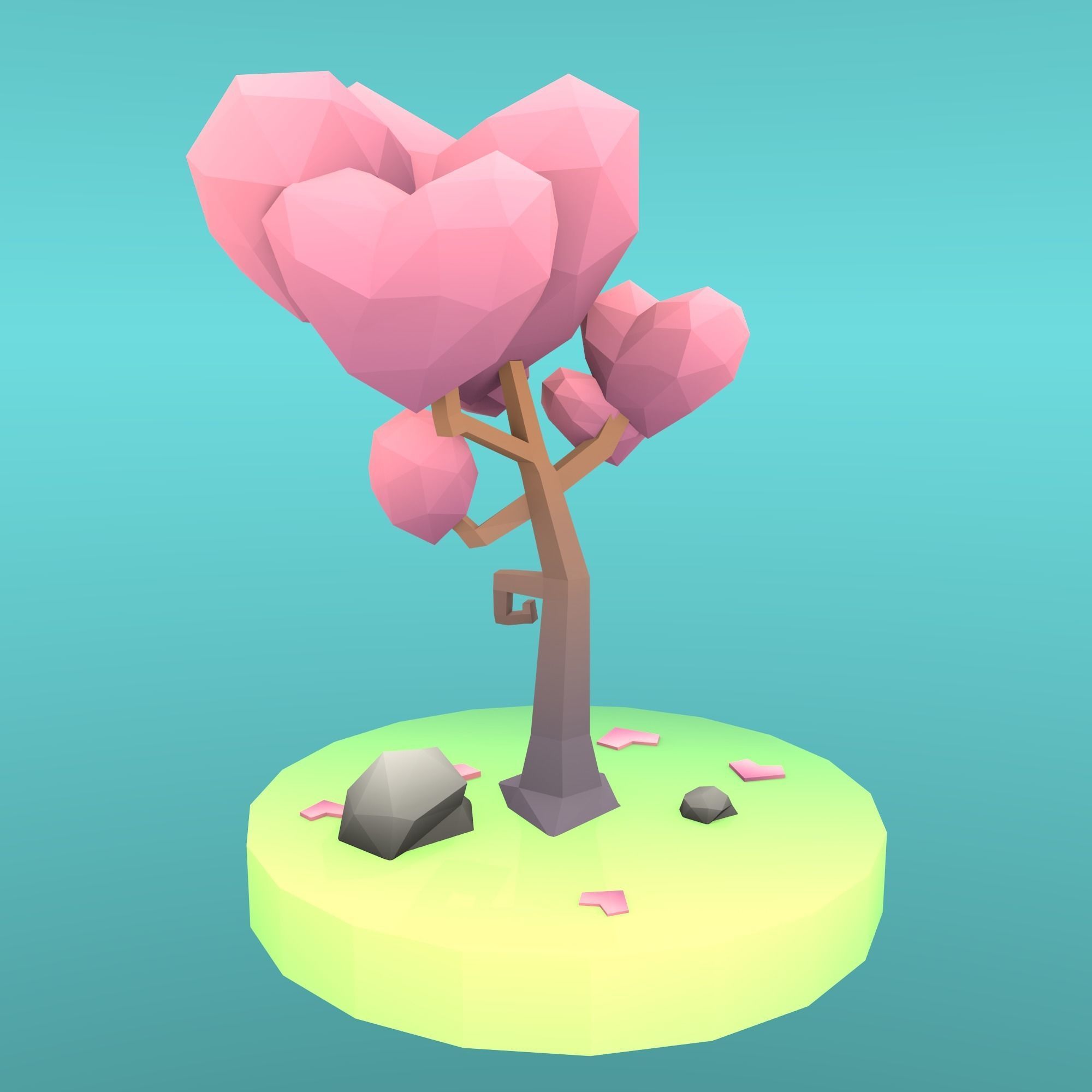 Low Poly Tree - The Tree Of Hearts Low-poly 3D model_2