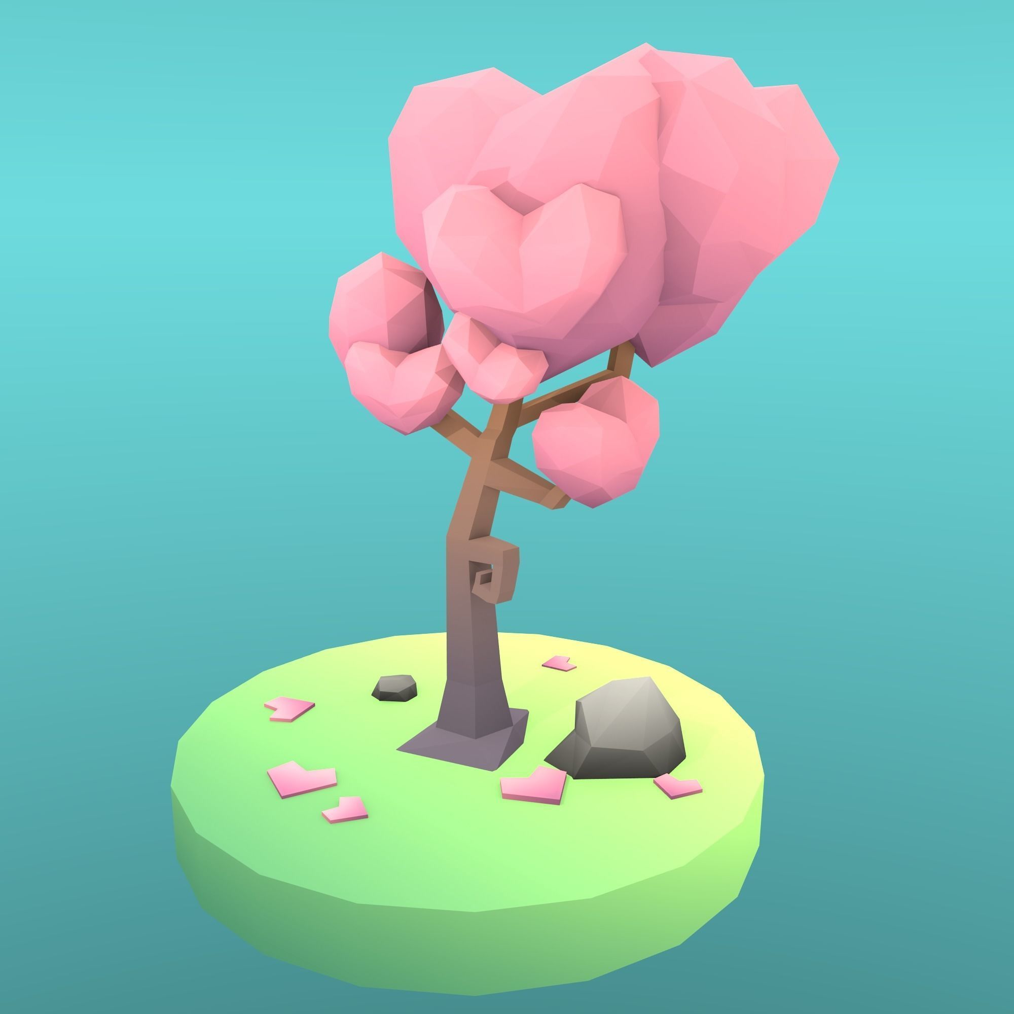Low Poly Tree - The Tree Of Hearts Low-poly 3D model_1