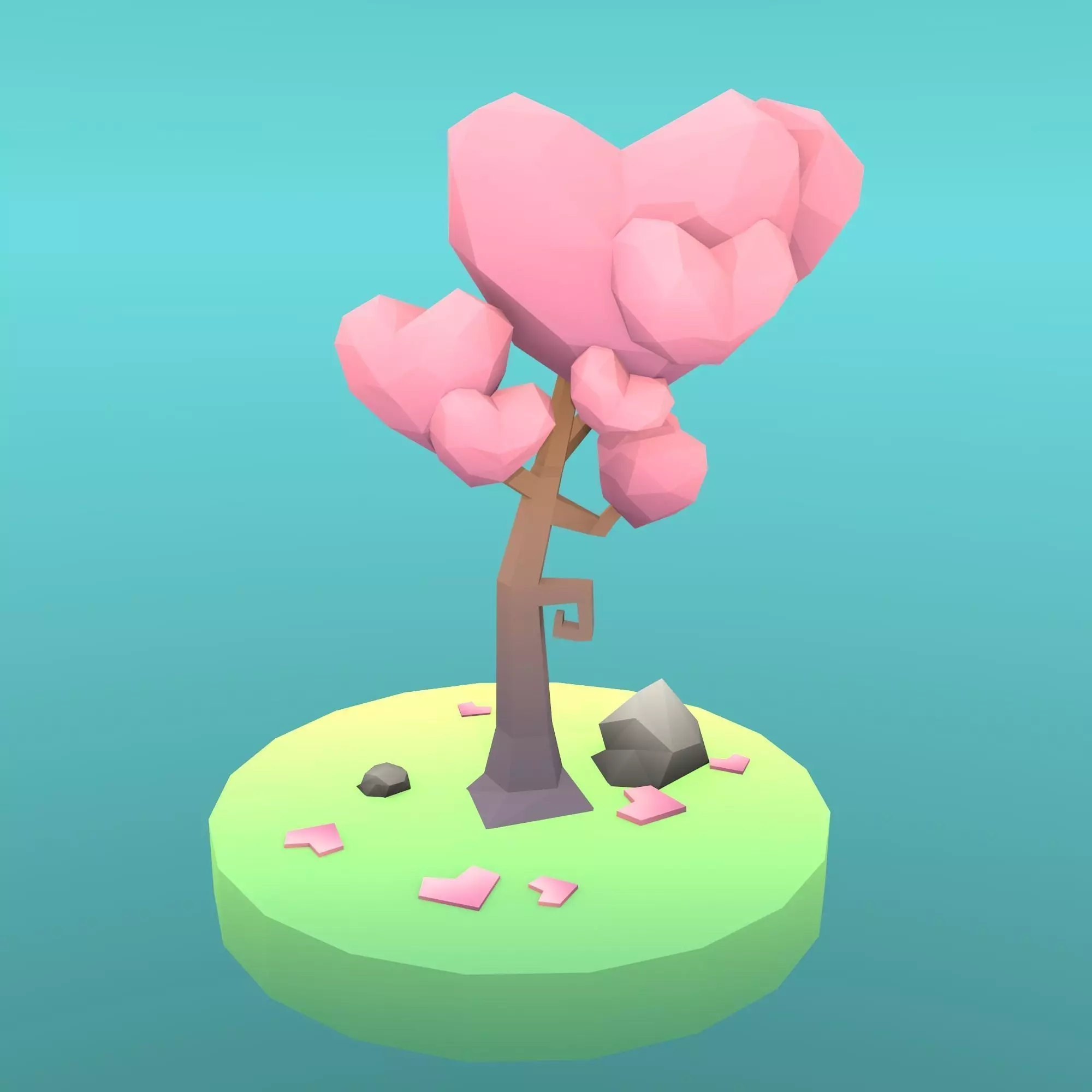 Low Poly Tree - The Tree Of Hearts Low-poly 3D model_0