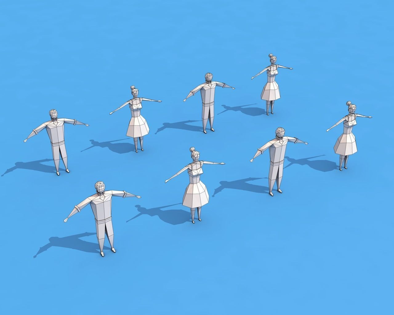 Low Poly Rigged Characters Low-poly 3D model_1