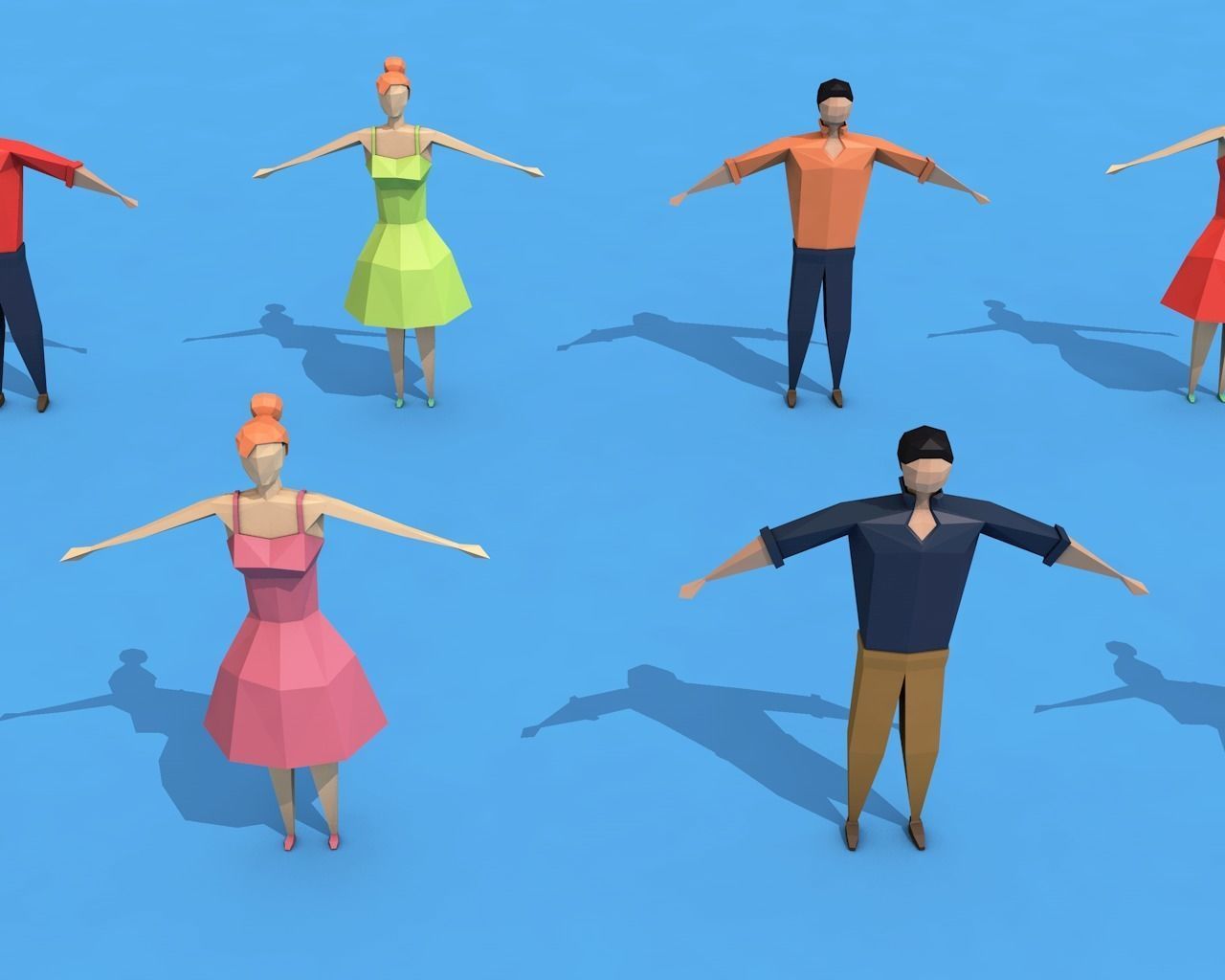 Low Poly Rigged Characters Low-poly 3D model_2