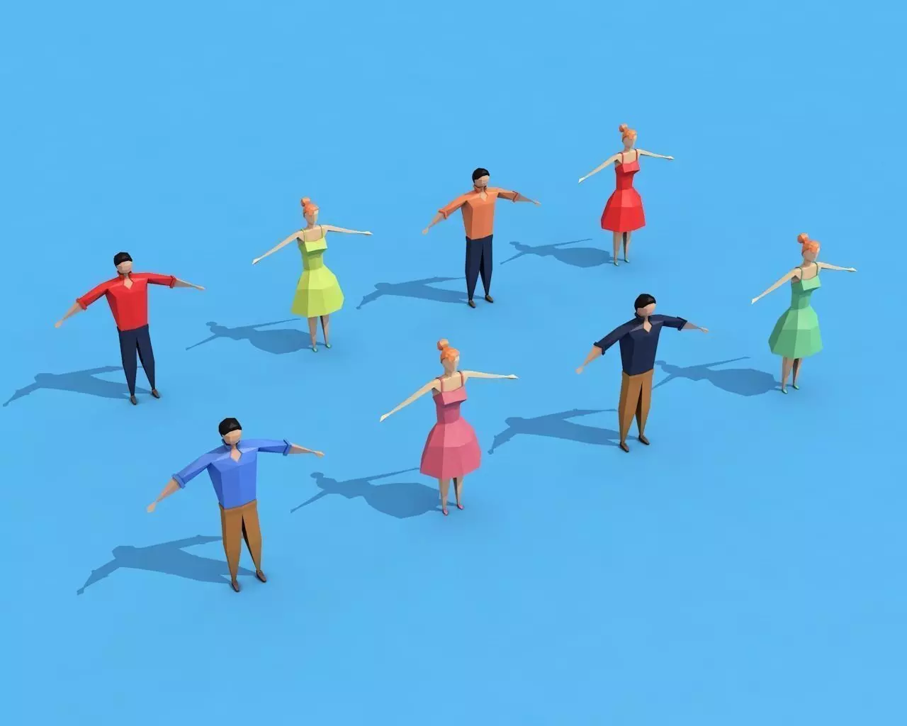 Low Poly Rigged Characters Low-poly 3D model_0