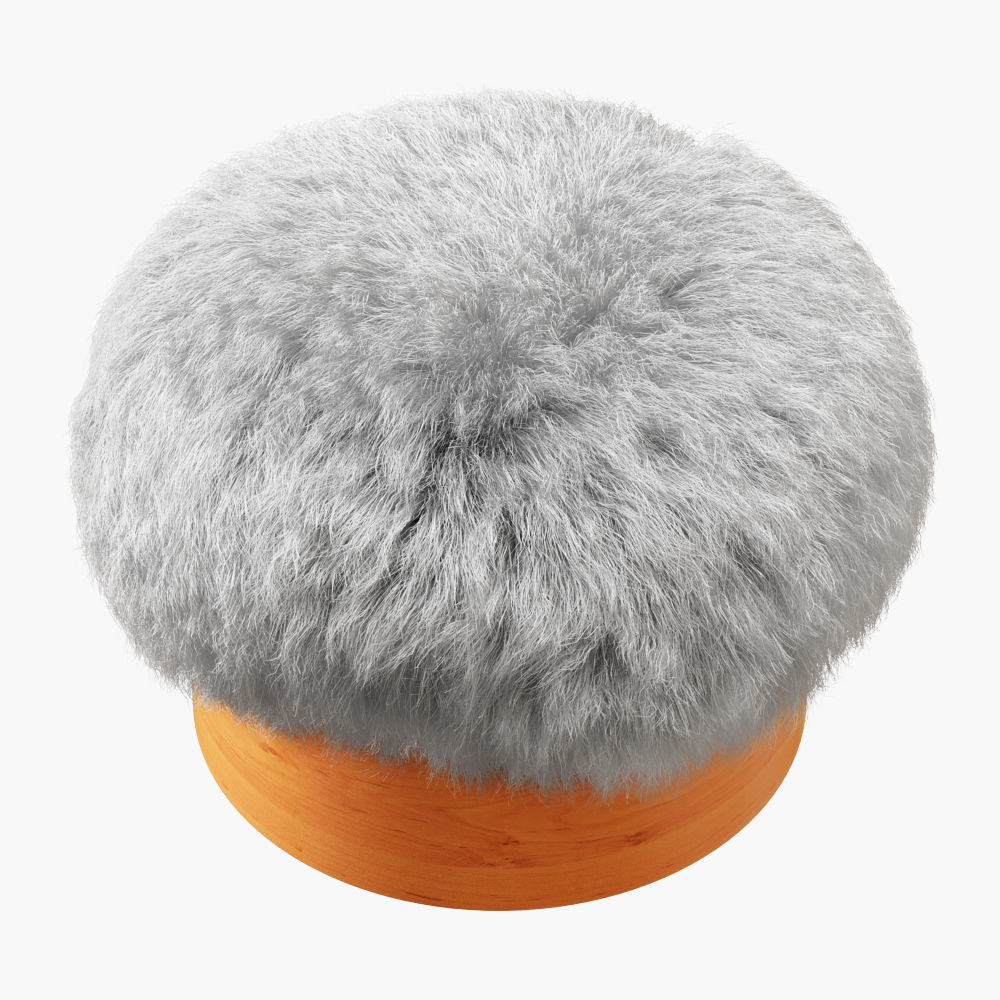 Sheepskin Footstool-01 3D model_2