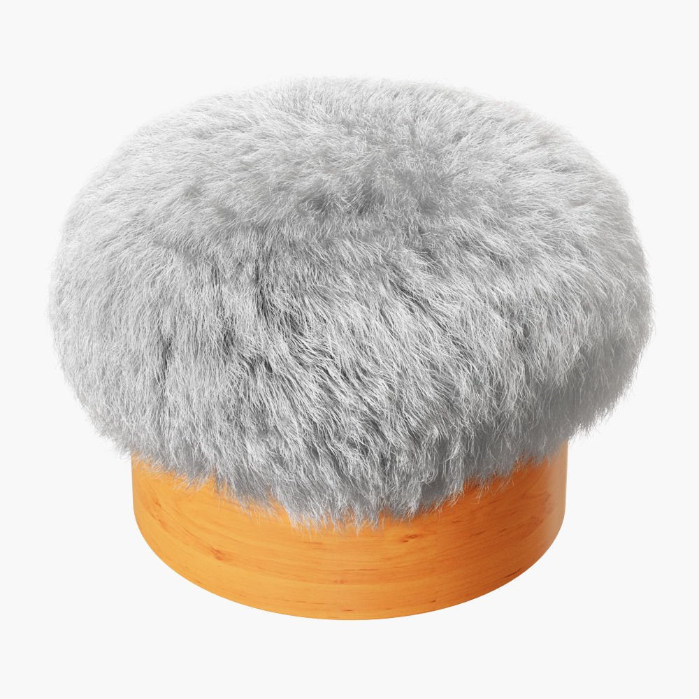 Sheepskin Footstool-01 3D model_1
