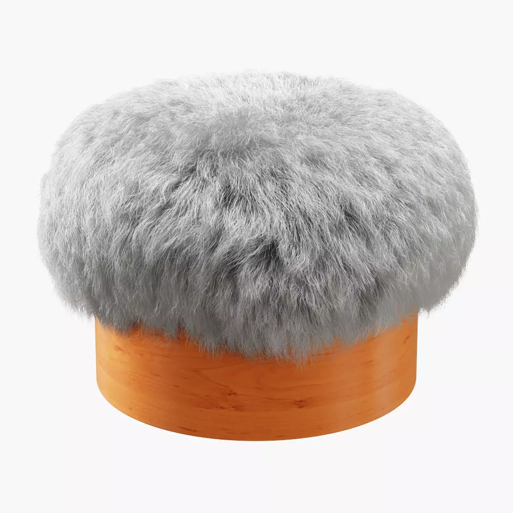 Sheepskin Footstool-01 3D model_0