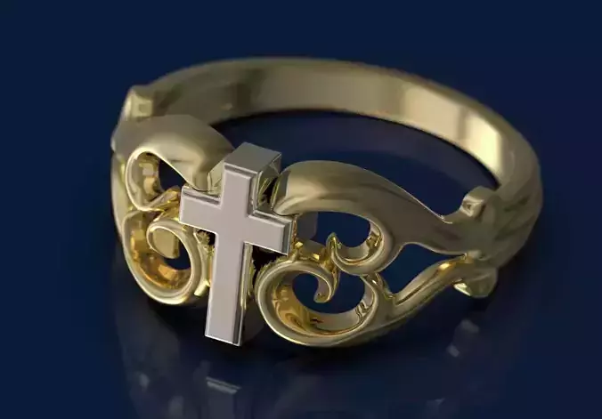 Tribal Cross Ring 3D print model