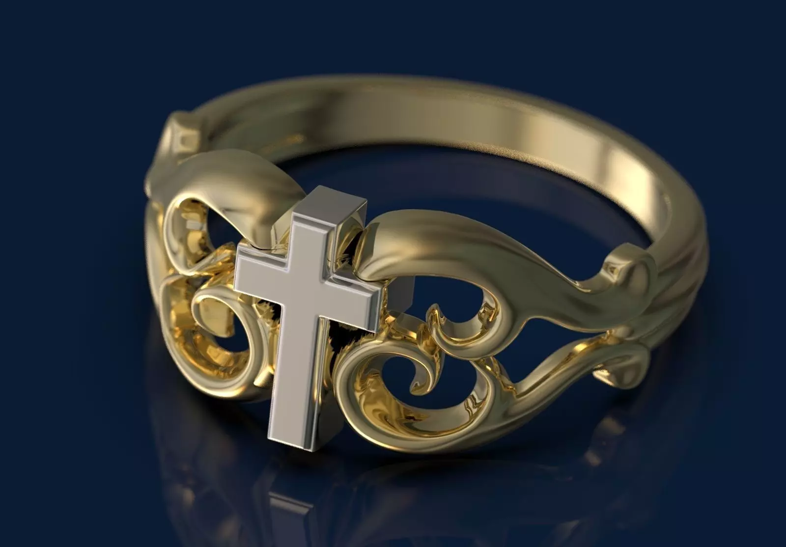 Tribal Cross Ring 3D print model_0