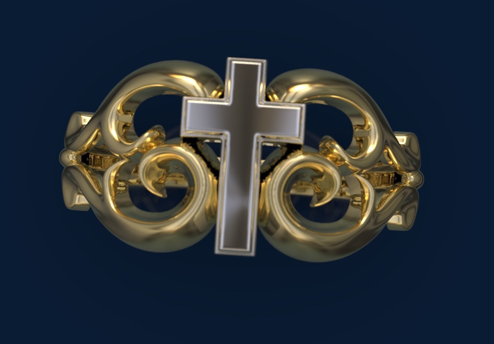 Tribal Cross Ring 3D print model_2