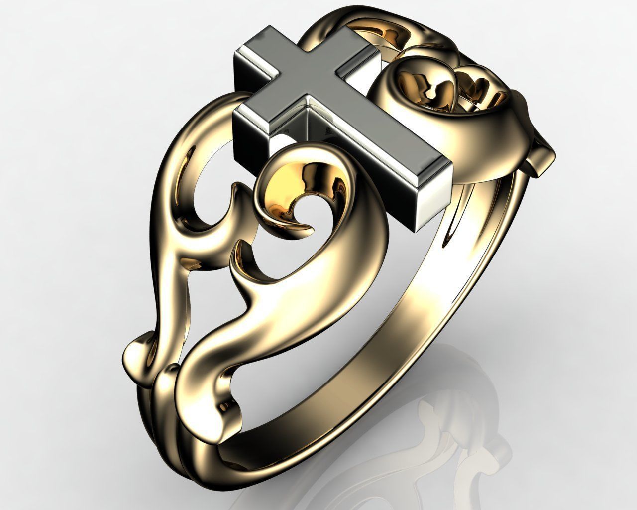 Tribal Cross Ring 3D print model_9