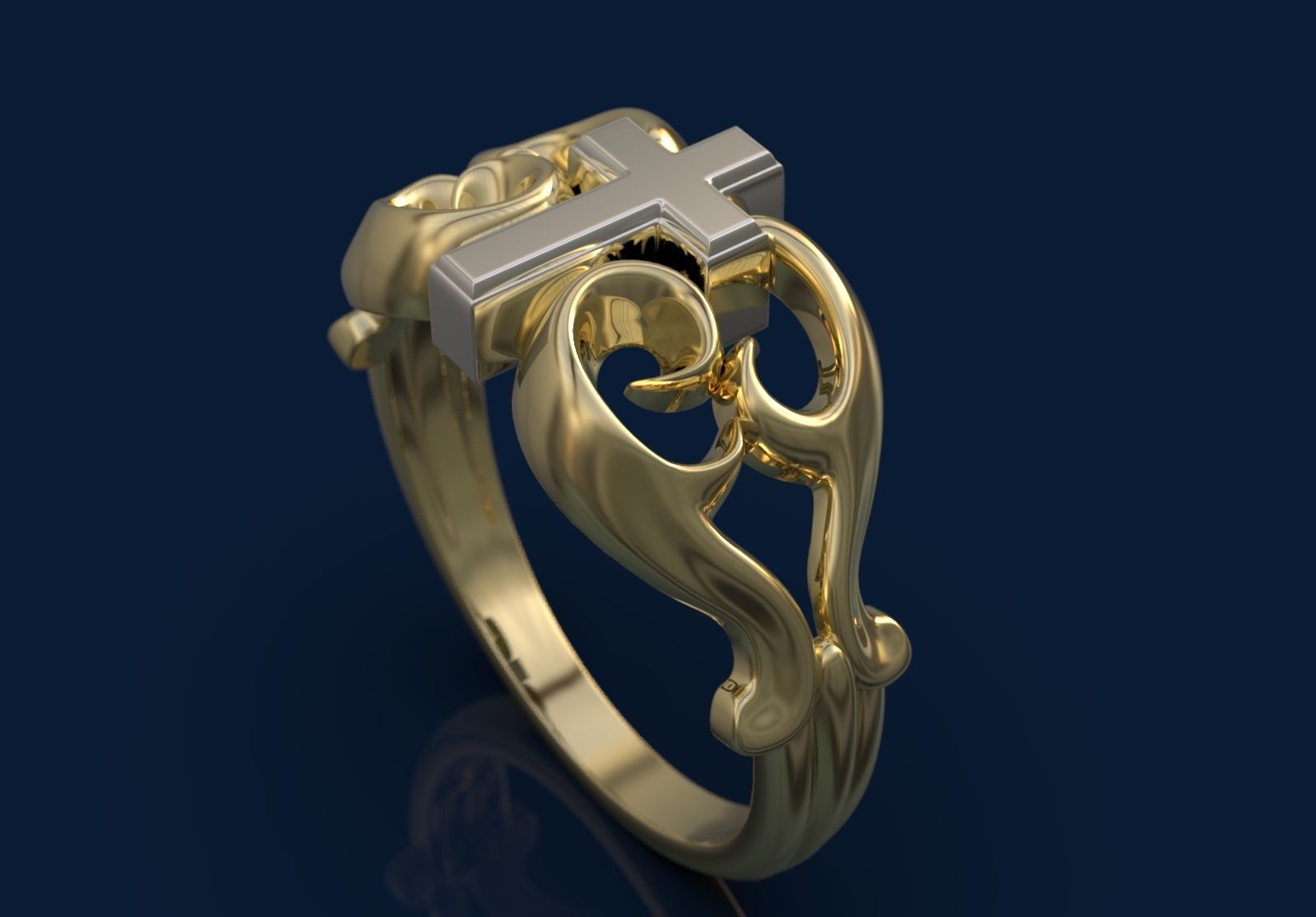 Tribal Cross Ring 3D print model_7