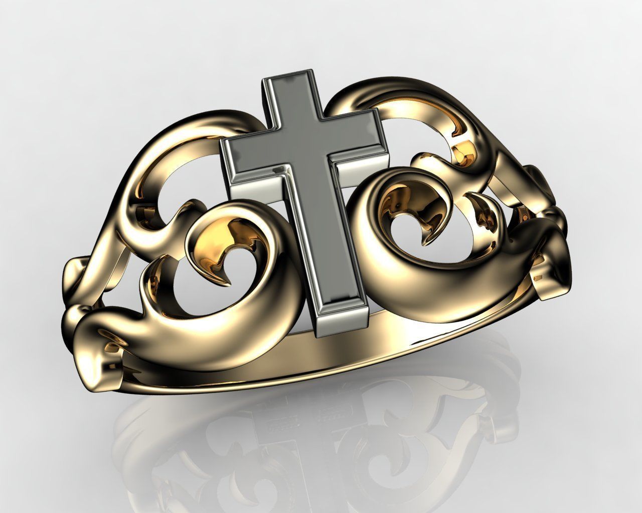 Tribal Cross Ring 3D print model_8