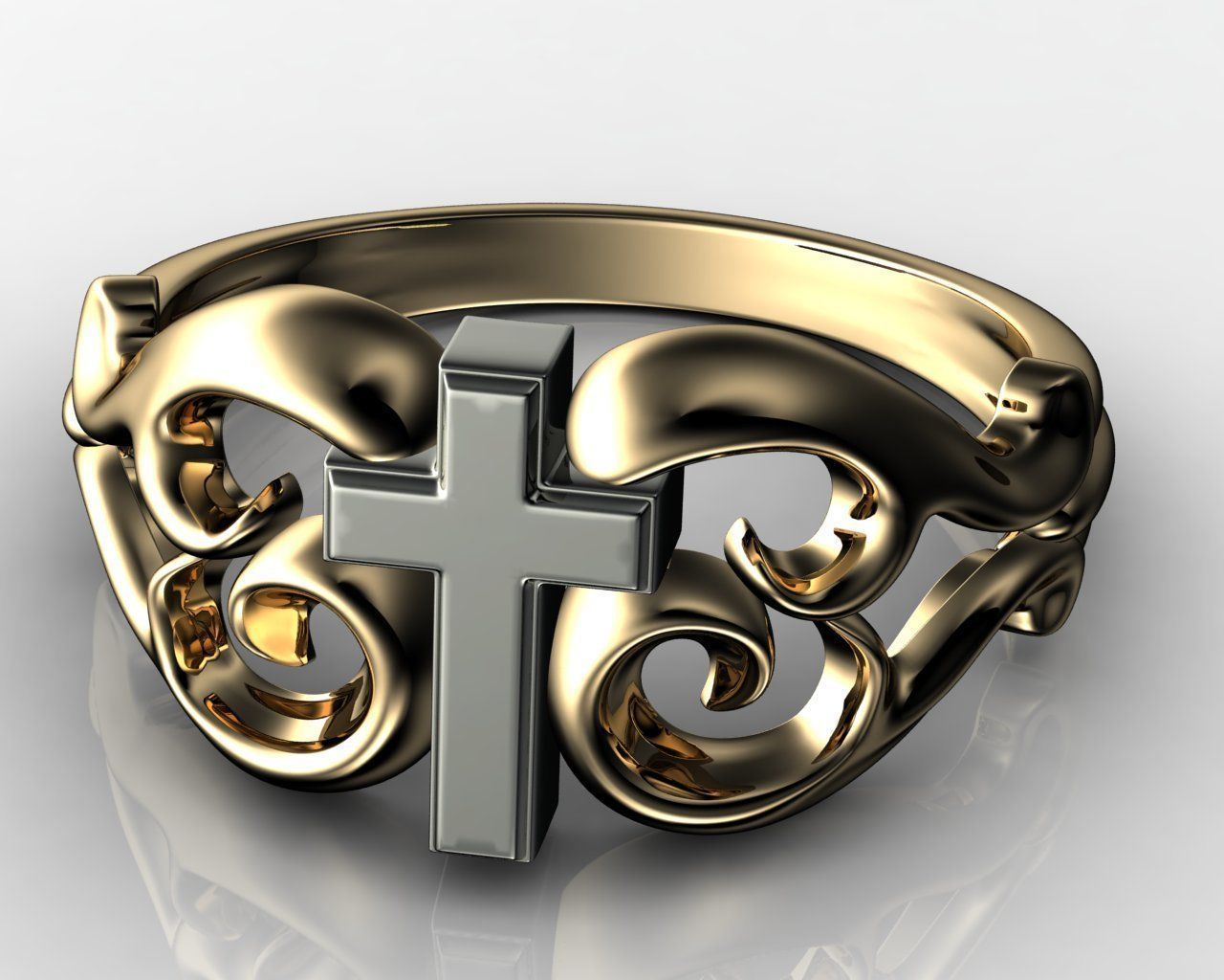 Tribal Cross Ring 3D print model_10