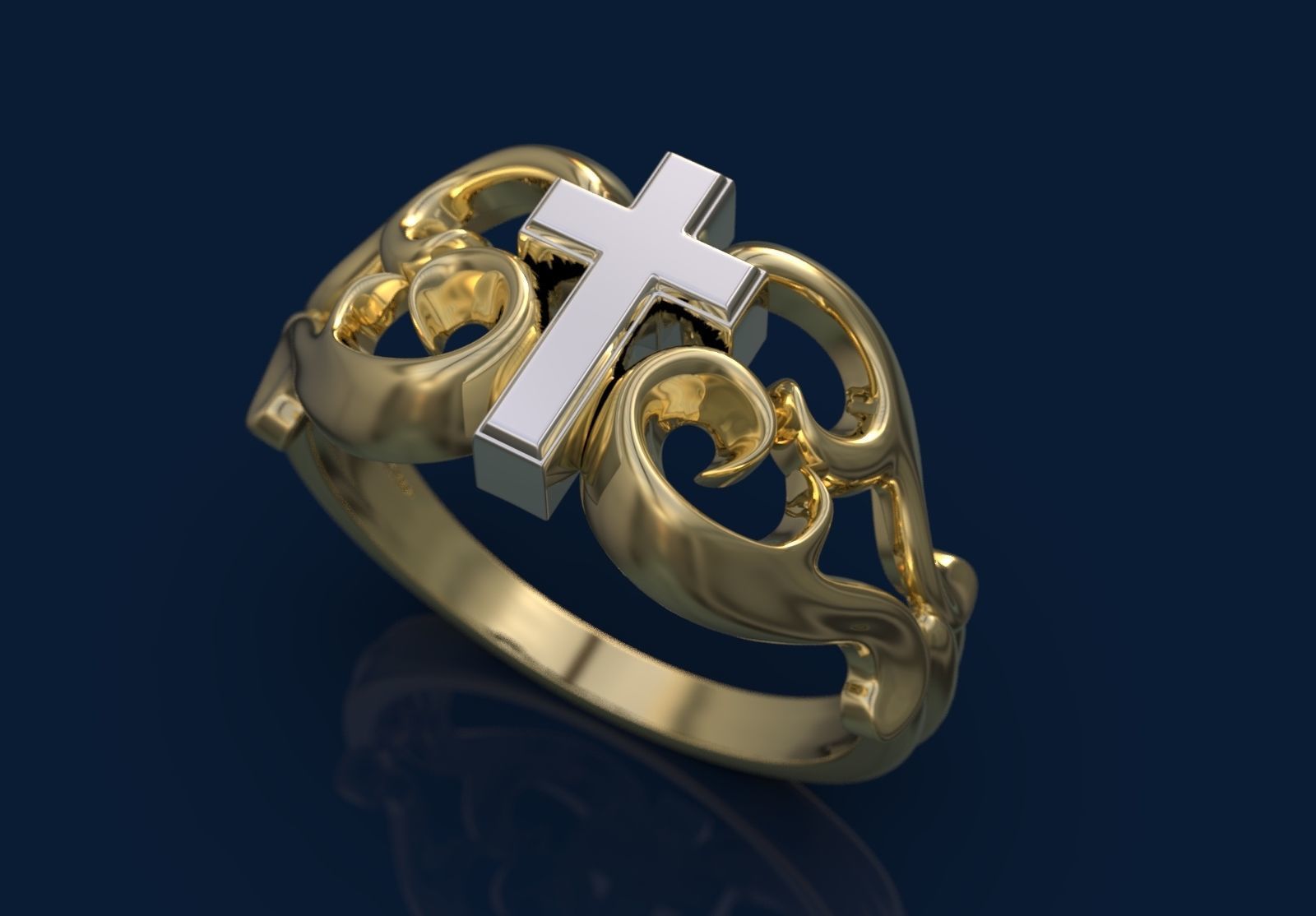 Tribal Cross Ring 3D print model_6