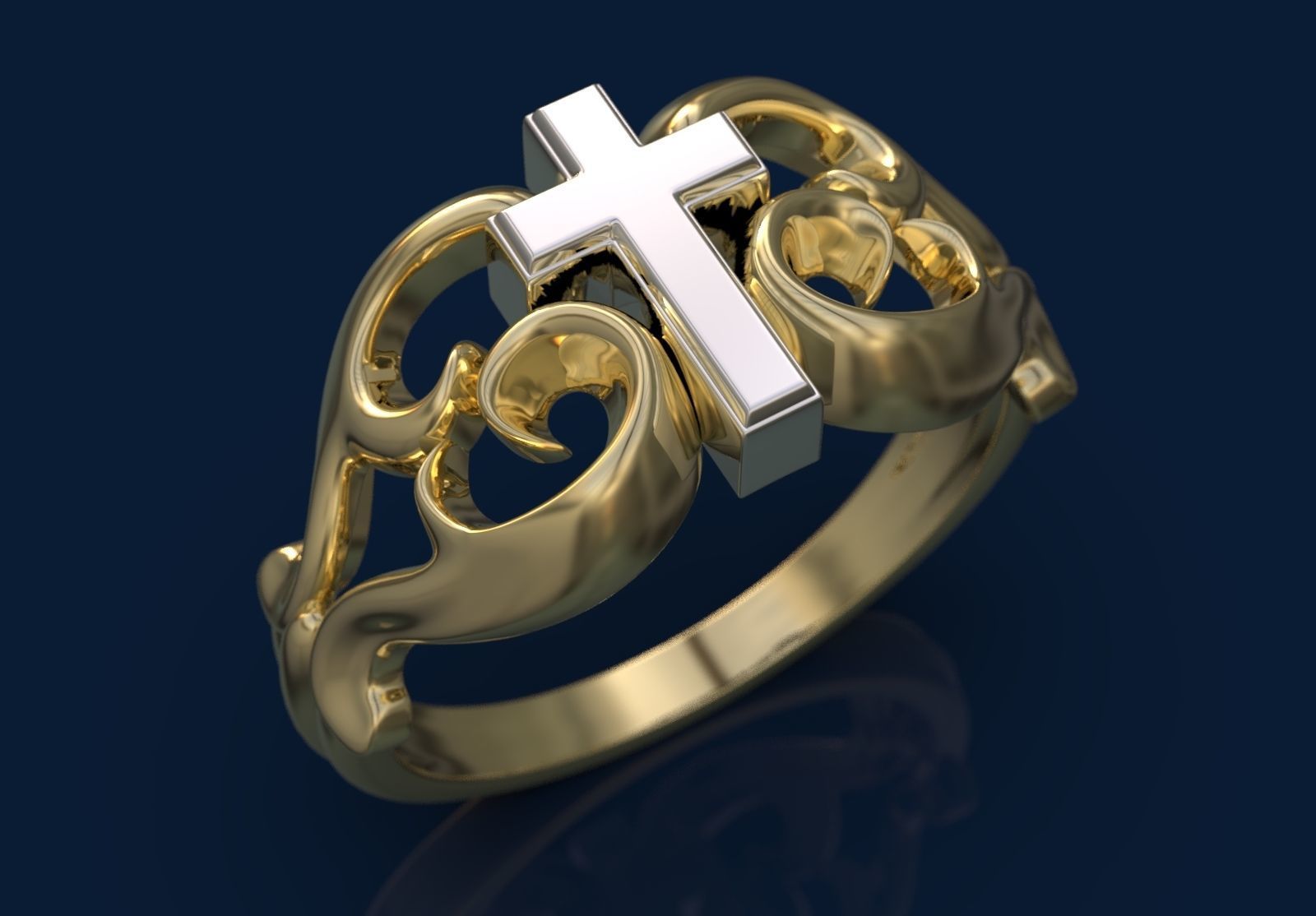 Tribal Cross Ring 3D print model_4