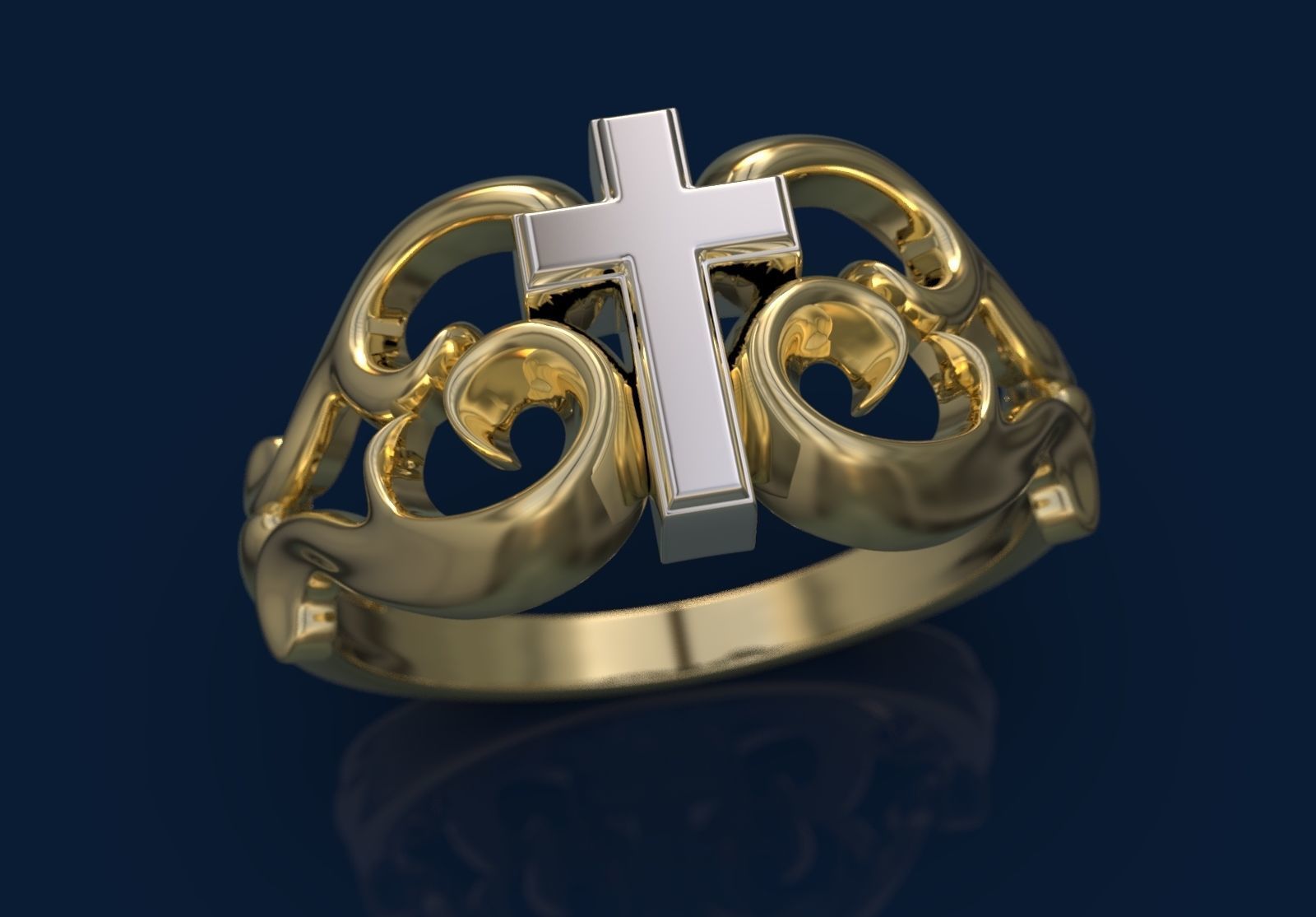 Tribal Cross Ring 3D print model_5