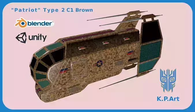 Spaceship Patriot Type 2 C1 Brown Low-poly 3D model