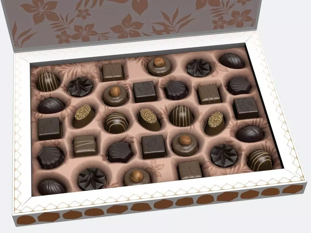 Chocolate box Low-poly 3D model_0