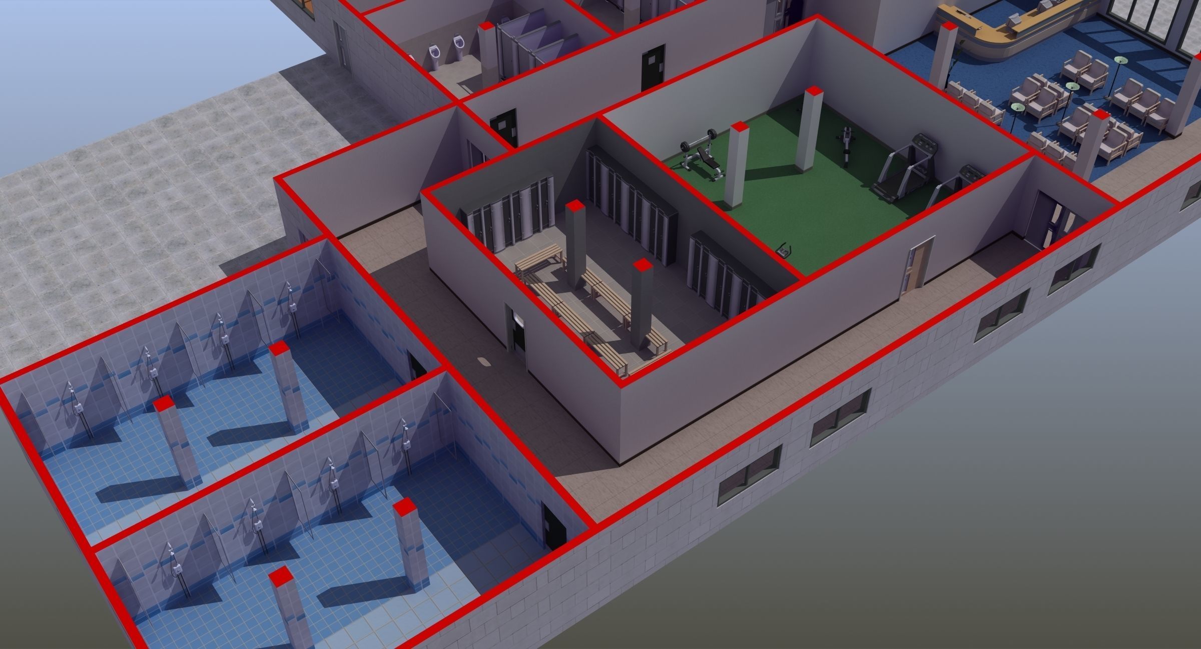 Office Interior Set 3D model_3