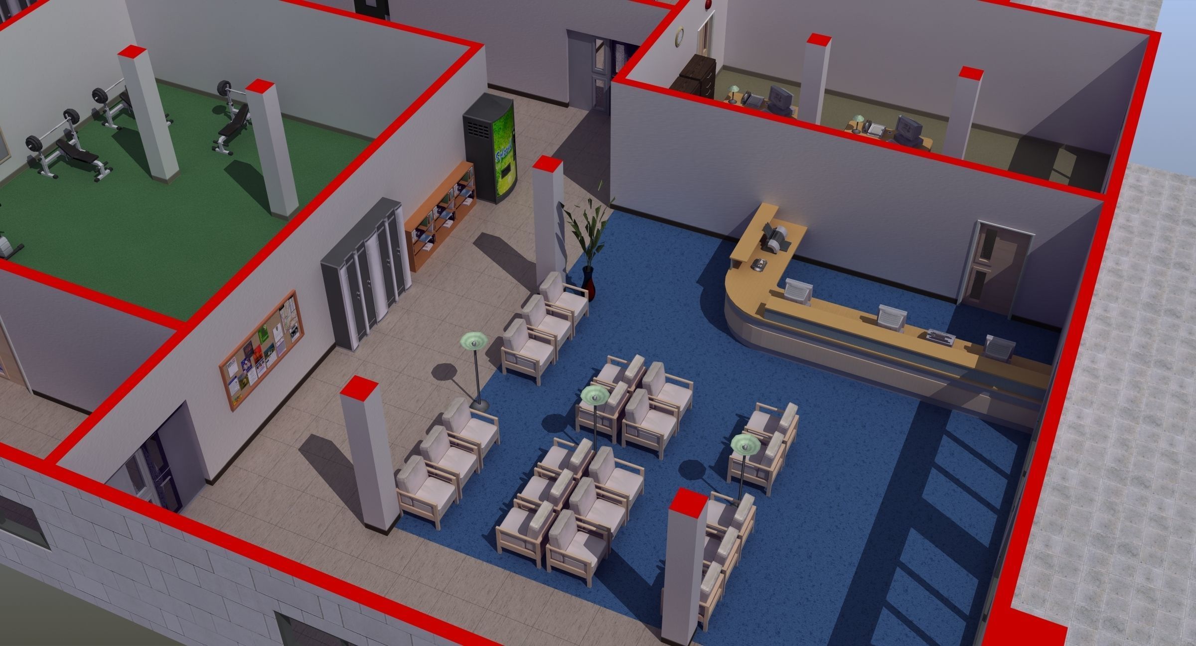 Office Interior Set 3D model_4