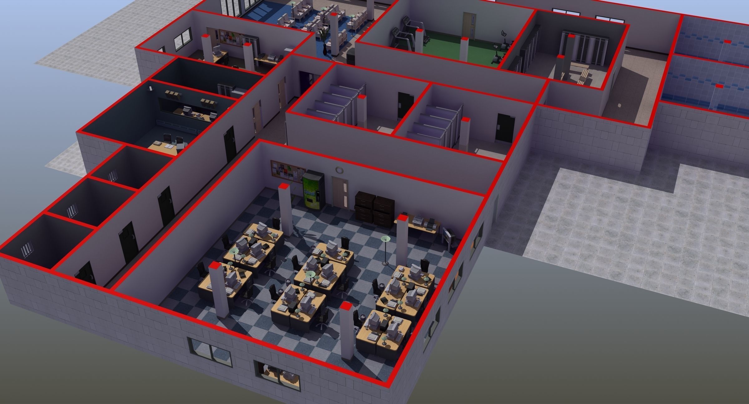 Office Interior Set 3D model_5
