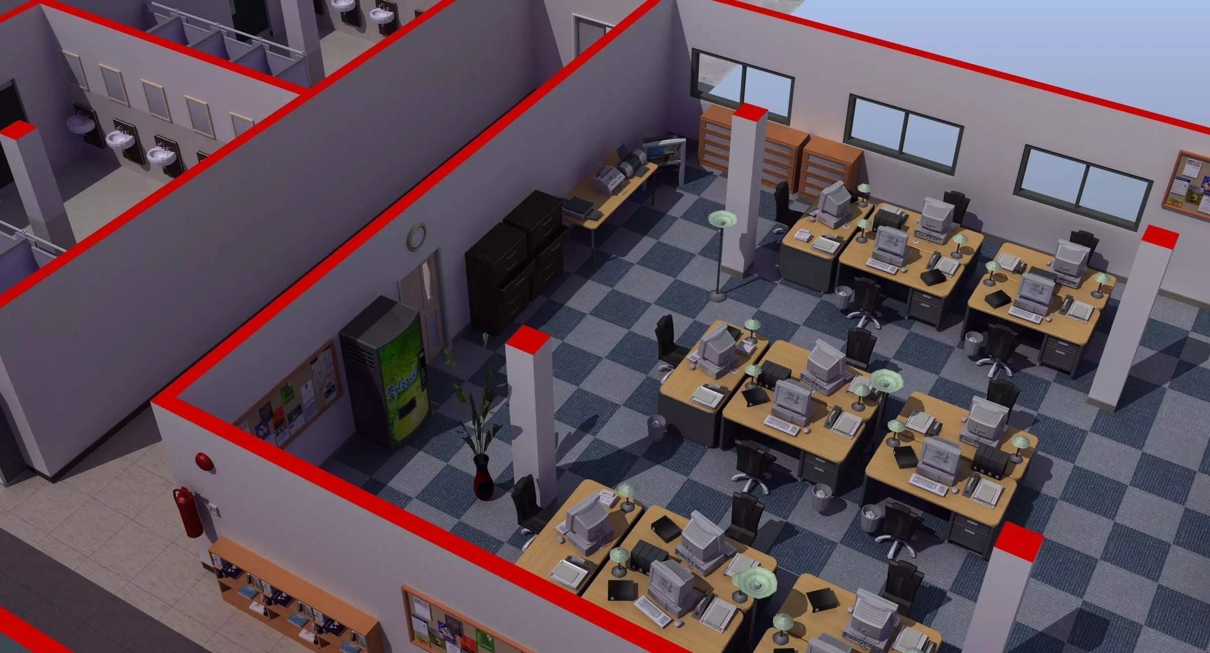 Office Interior Set 3D model_0