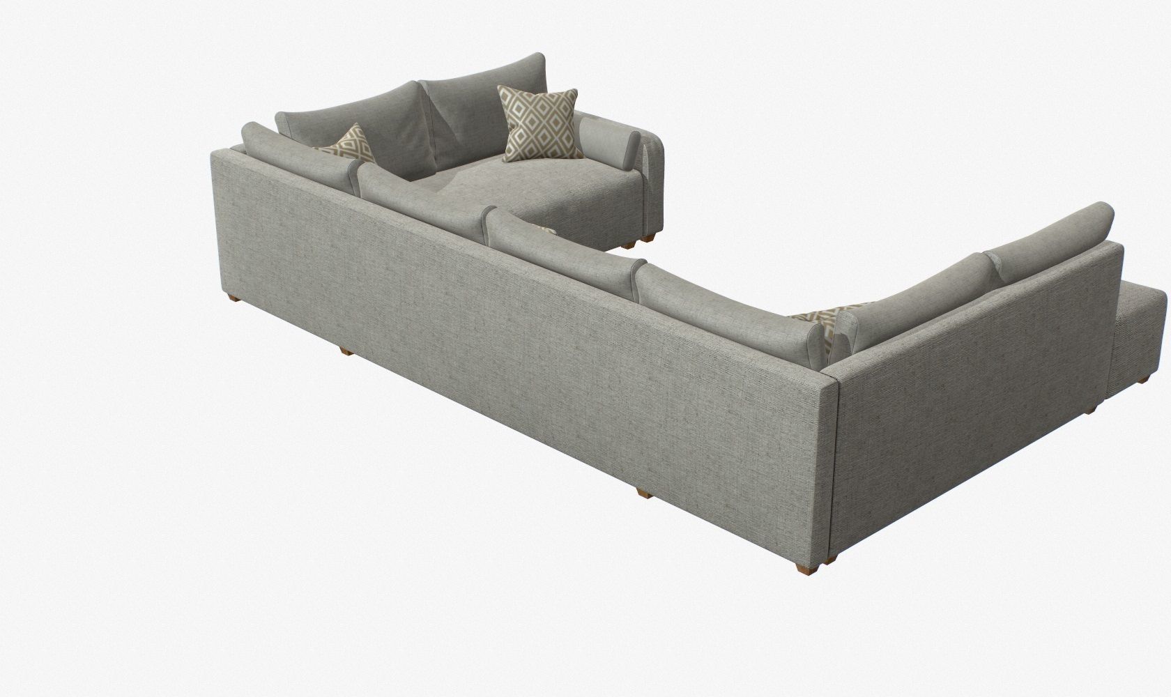 Sectional Sofa Low-poly 3D model_9